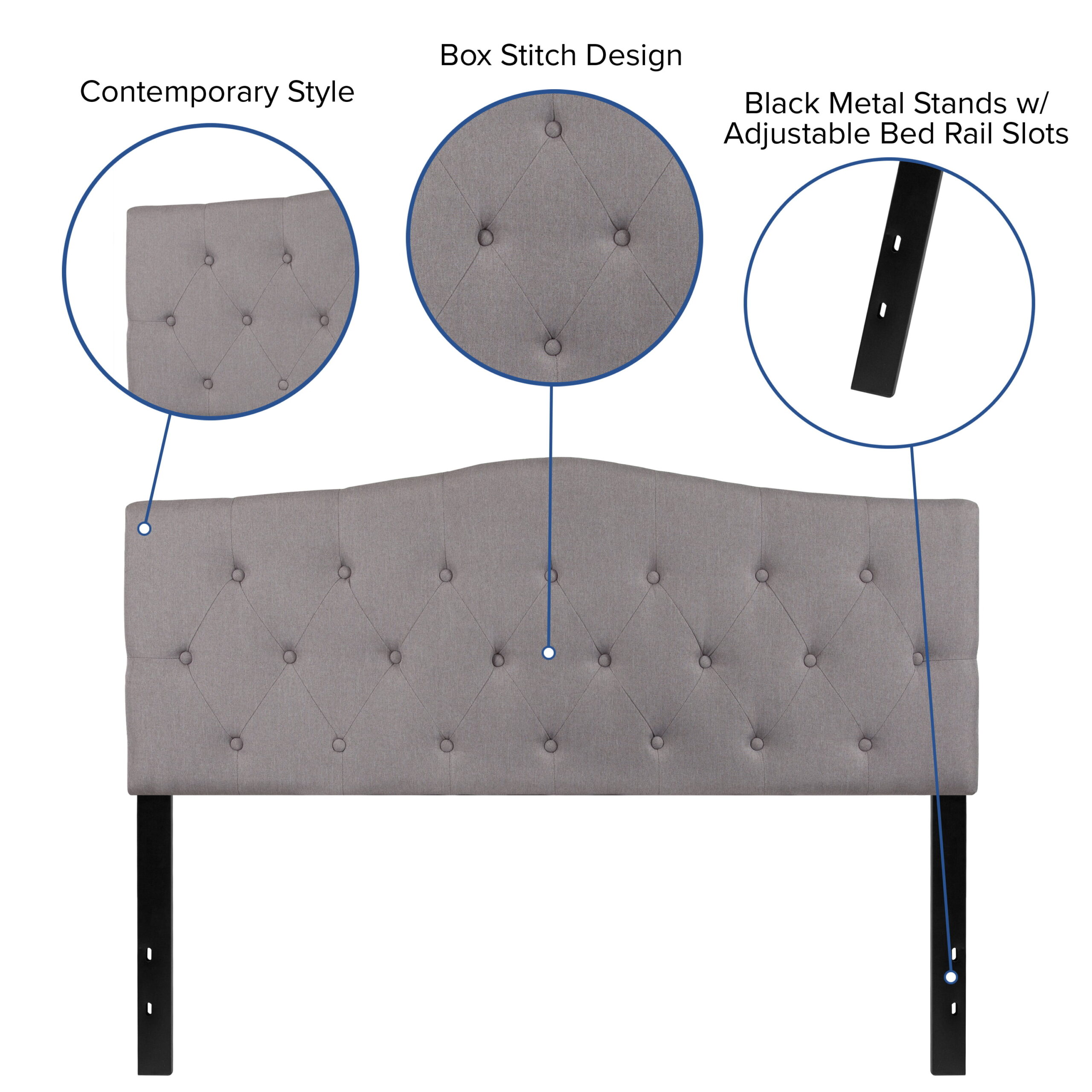 Flash Furniture Cambridge Tufted Upholstered Queen Size Headboard in Light Gray Fabric