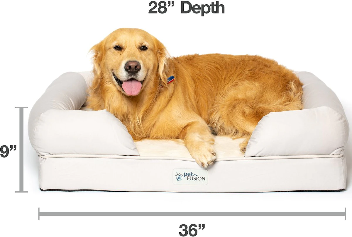 PetFusion Ultimate Lounge Memory Foam Bolster Cat & Dog Bed w/Removable Cover