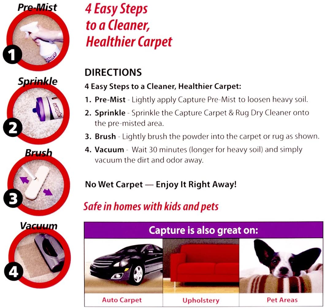 Capture Carpet & Rug Dry Cleaner w/ Resealable lid. 2.5 lb