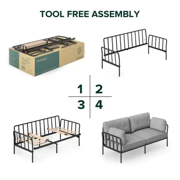 Zinus Courtney 3-Seat Black Metal Sofa