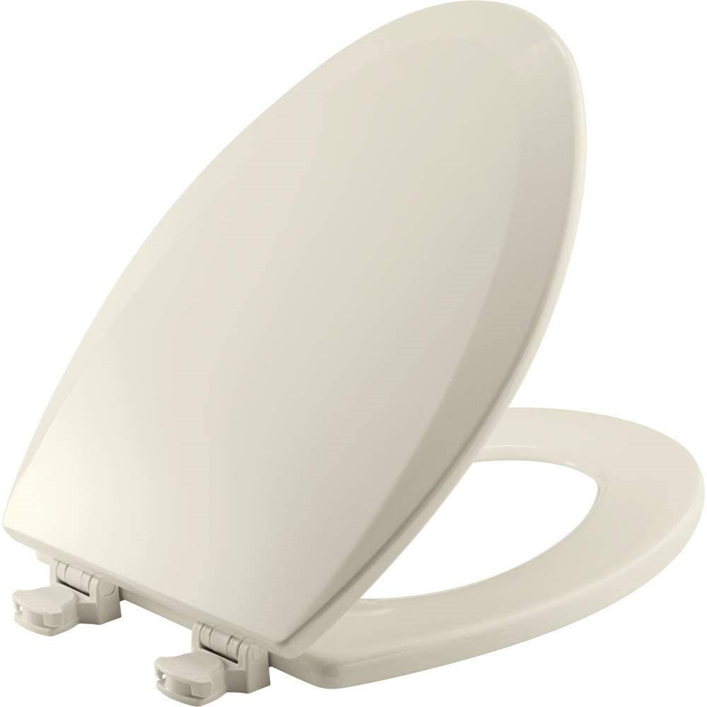 Bemis Wood Elongated Toilet Seat with Easy Clean. Change Hinge. Biscuit/linen