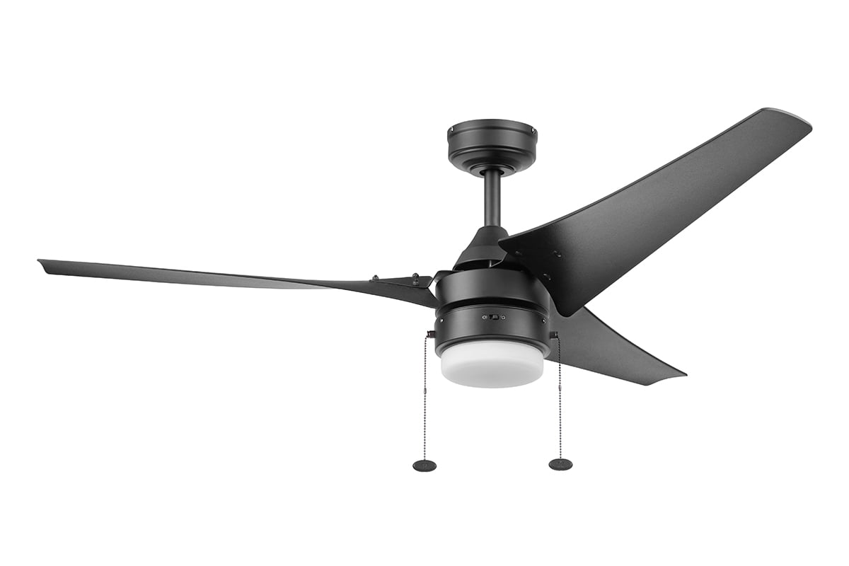 Better Homes & Gardens 56 Black Indoor/Outdoor Ceiling Fan with 3 Blades. Light Kit. Pull Chains & Reverse Airflow