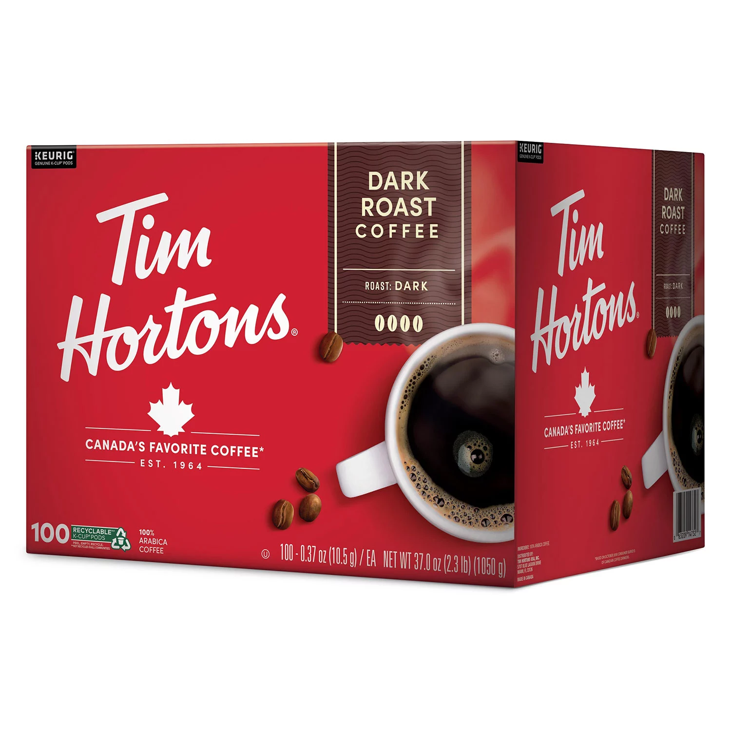 Tim Hortons Premium Dark Coffee. Dark Roast (100 ct.)