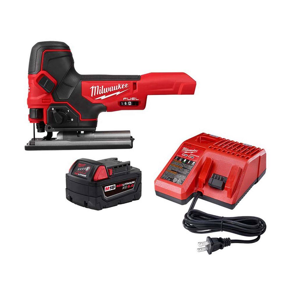 Milwaukee 48-59-1850-2737B-20 M18 FUEL 18-Volt Lithium-Ion Brushless Cordless Barrel Grip Jig Saw w/5.0Ah Battery Starter Kit