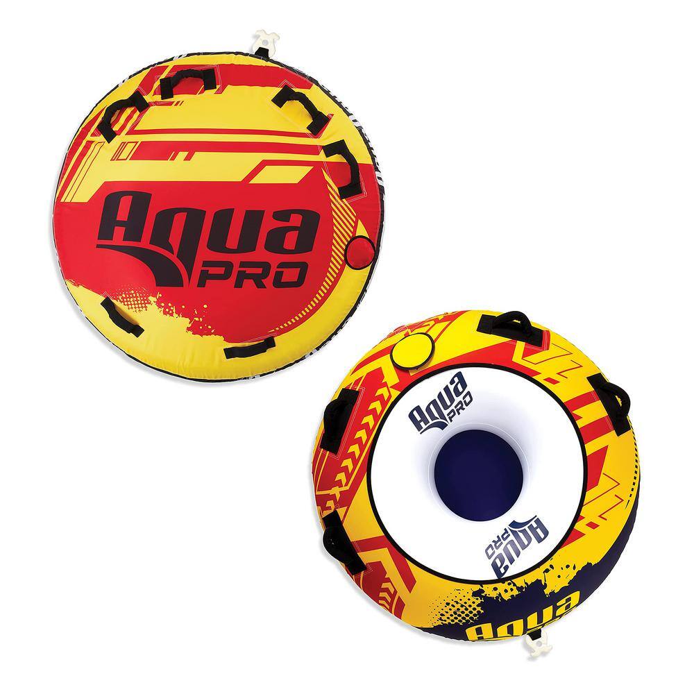 AquaPro AZL19981 + AZL20391 Deck Style Towable 1 Person Rider. Yellow and Red. (1) 50in and (1) 60in