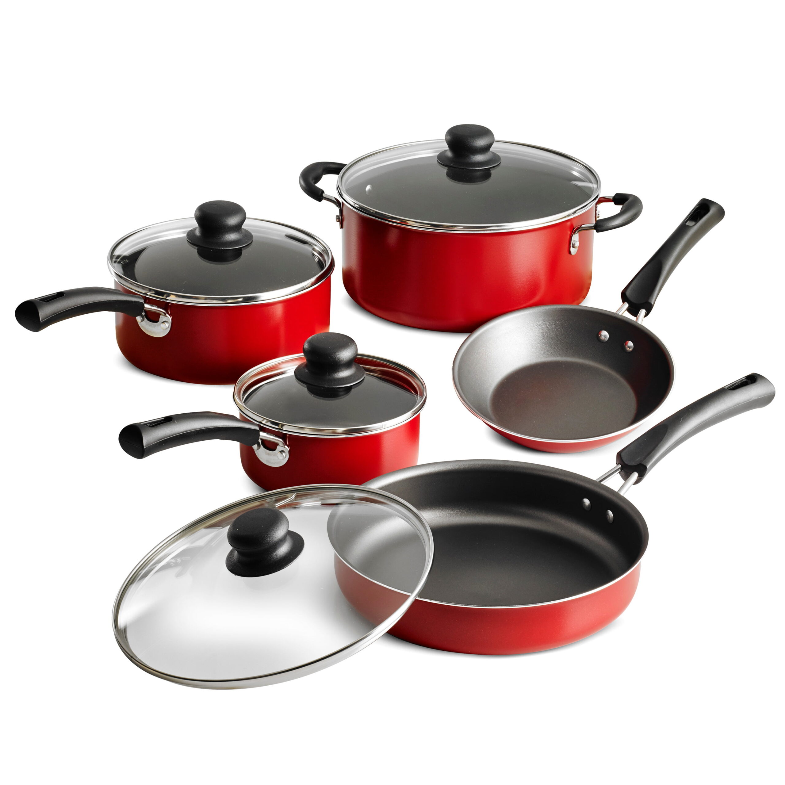 Tramontina 9-Piece Non-stick Cookware Set. Red