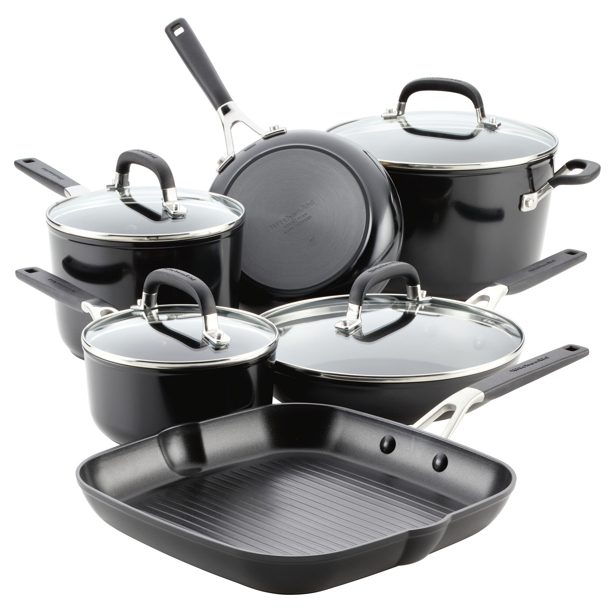 KitchenAid Hard-Anodized Nonstick Cookware Set. 10-Piece