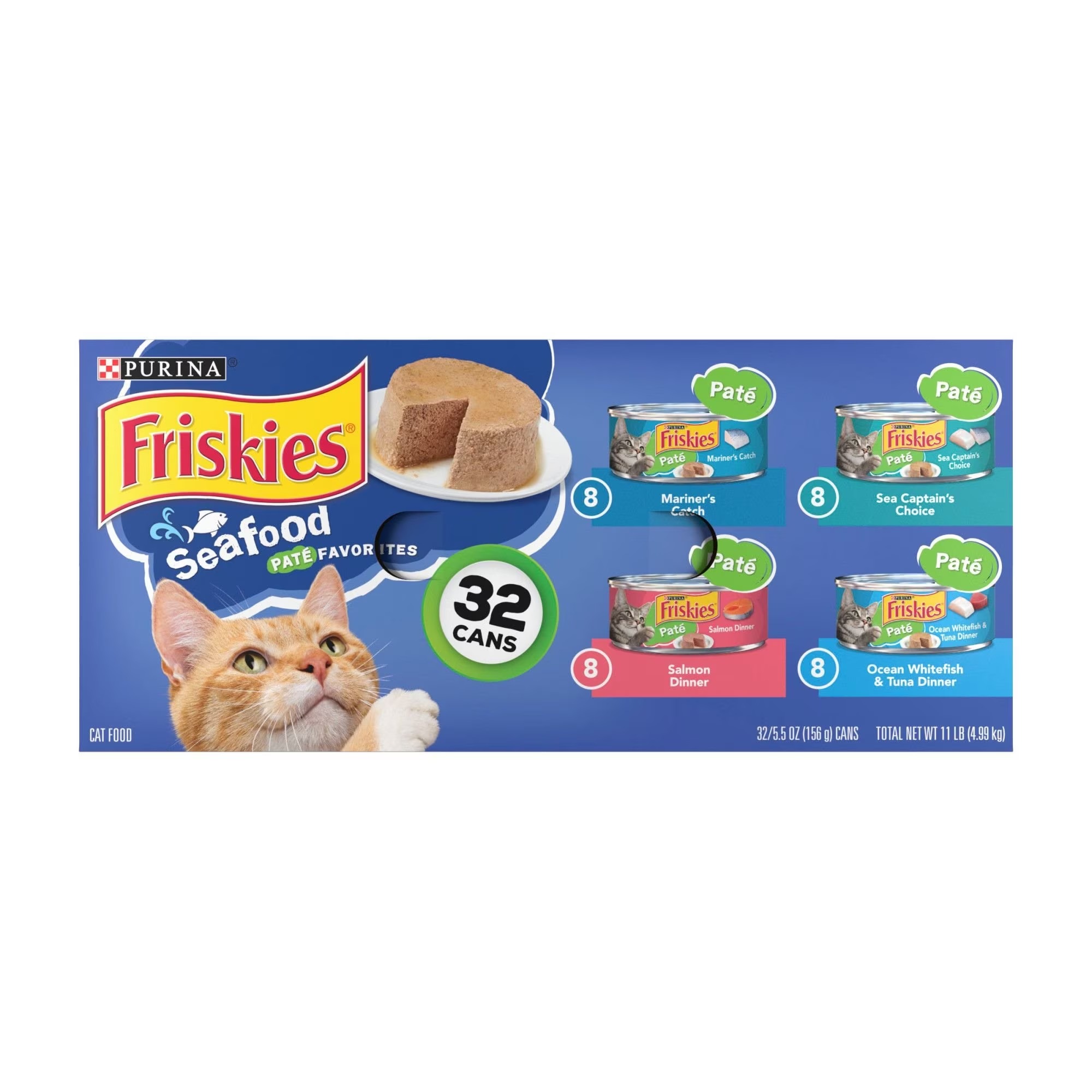 Purina Friskies Seafood Favorites Wet Cat Food Variety Pack. 5.5-oz can. case of 32