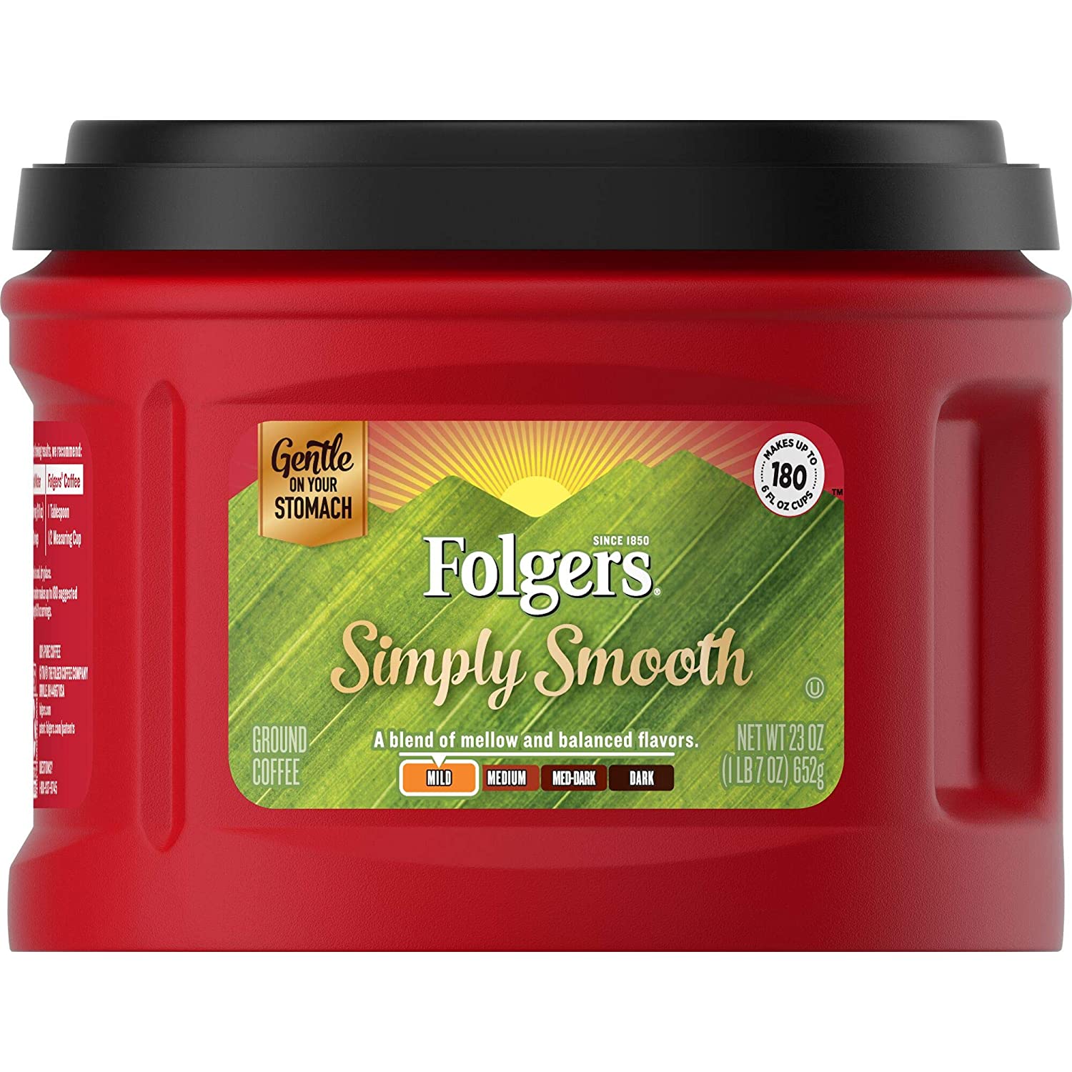 Folgers Simply Smooth Ground Coffee. Mild Roast. 23 Ounce (Pack of 6). Packaging May Vary