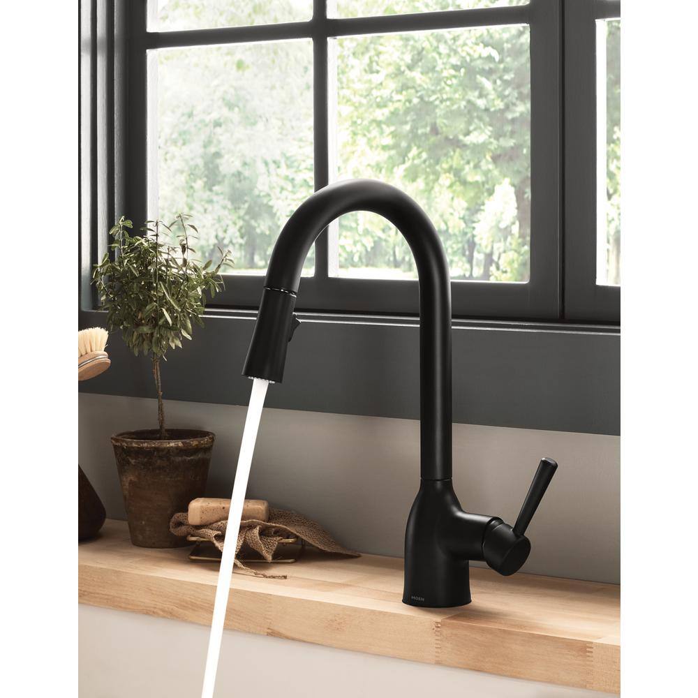 MOEN  Adler Single-Handle Pull-Down Sprayer Kitchen Faucet with Reflex and Power Clean in Matte Black