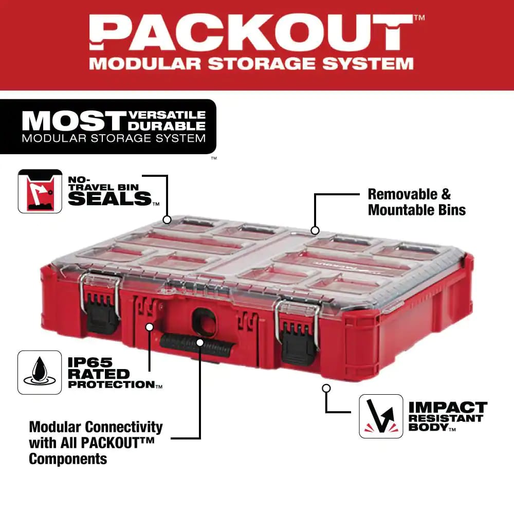 Milwaukee 48-22-8430 PACKOUT 11-Compartment Impact Resistant Portable Small Parts Organizer