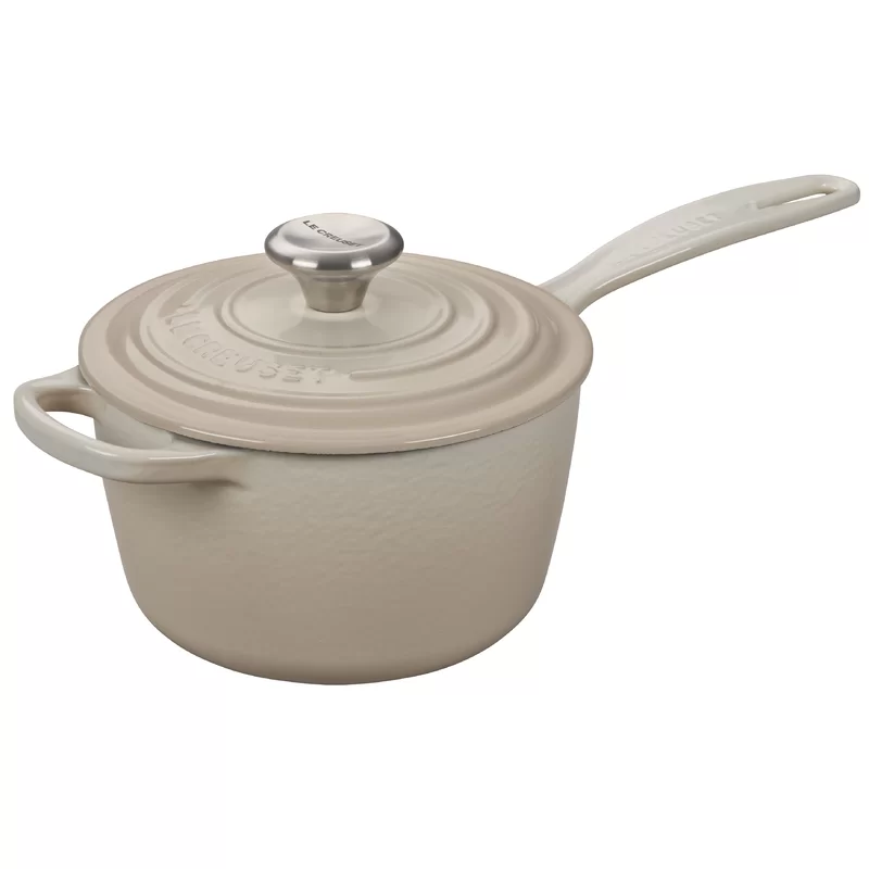 Le Creuset Enameled Cast Iron Signature Saucepan. 1.75 qt.. Meringue LS2518-16716SS