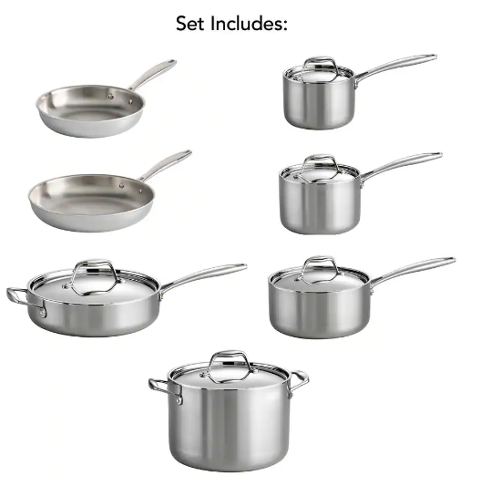 Tramontina Gourmet Tri-Ply Clad 12-Piece Stainless Steel Cookware Set