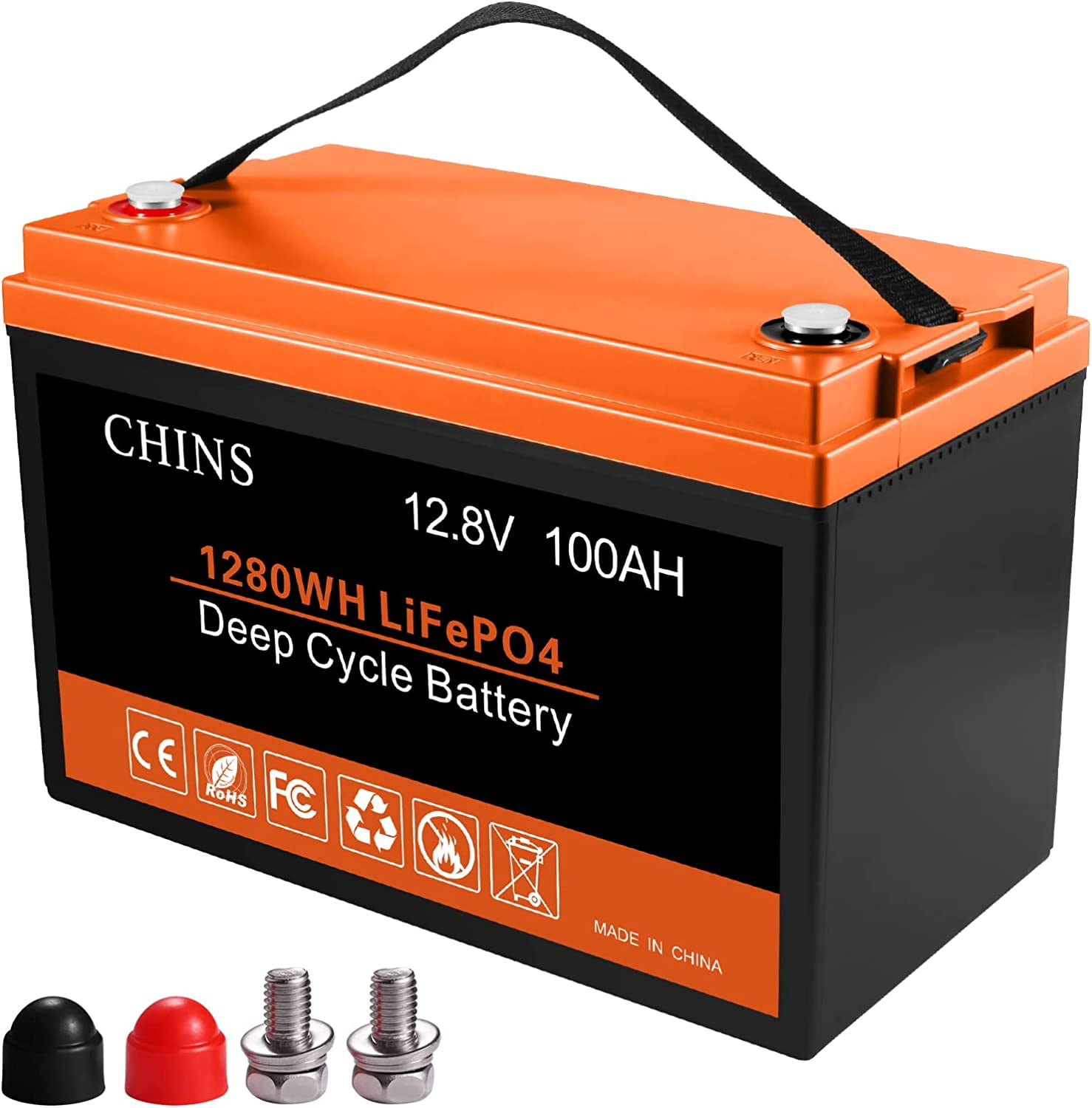 CHINS LiFePO4 Lithium Iron Battery 12V 100Ah for Boat Fishing