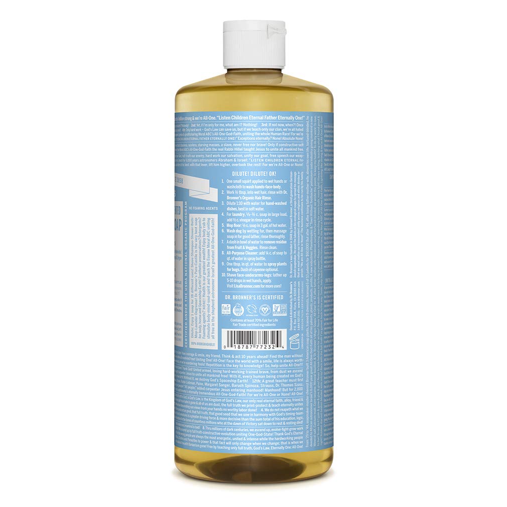 Dr. Bronner's - Pure - Castile Liquid Soap (Baby Unscented) - Made Organic Oils