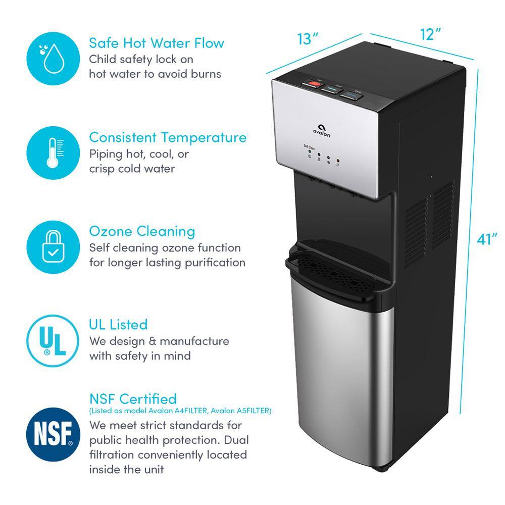 Avalon A5BOTTLELESS Self-Cleaning Bottleless Water Cooler Water Dispenser - 3 Temperature Settings. NSF/UL/Energy Star Approved