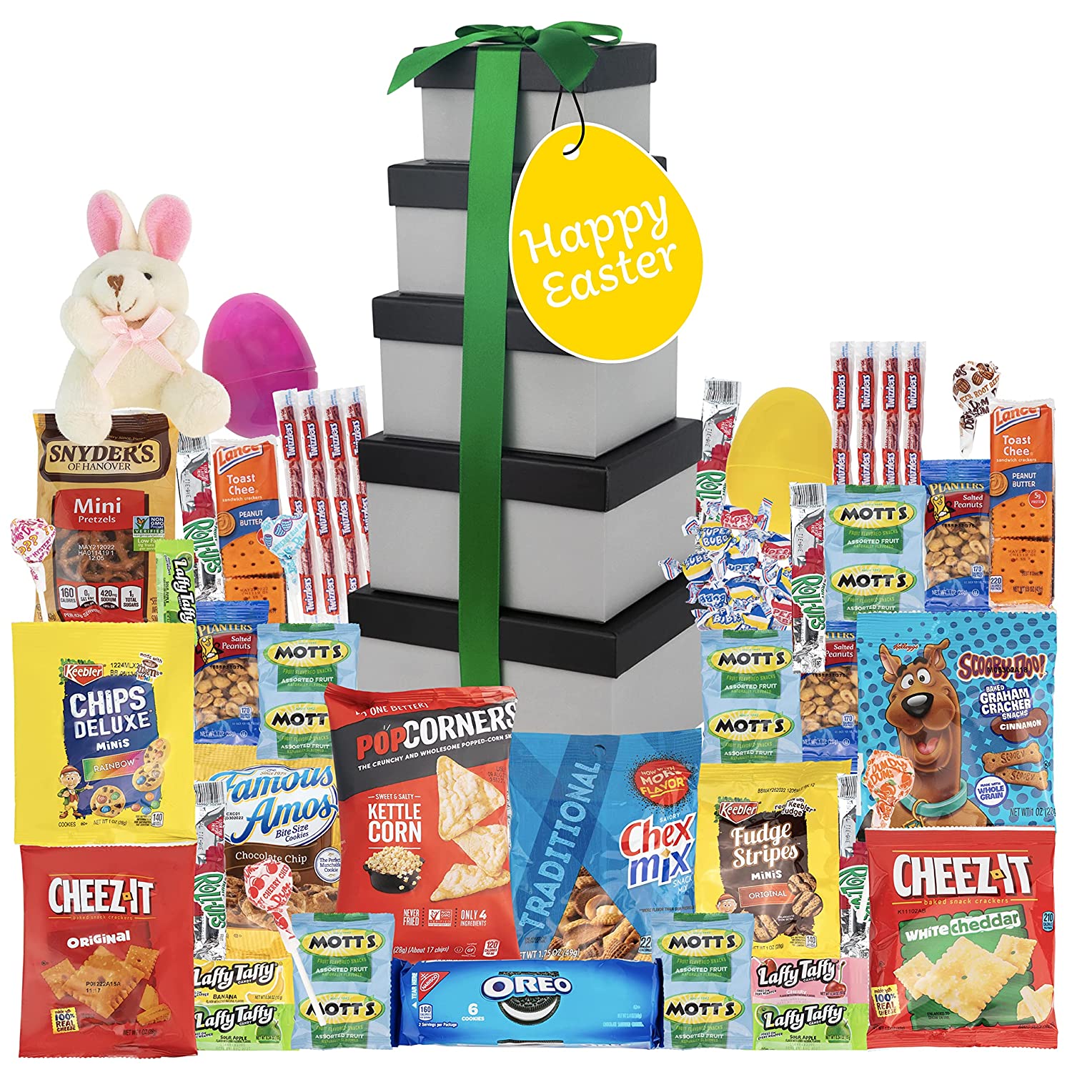 SWEET CHOICE GIFTBASKETS Premade Easter Care Package Tower gift - Candy Snacks Treats
