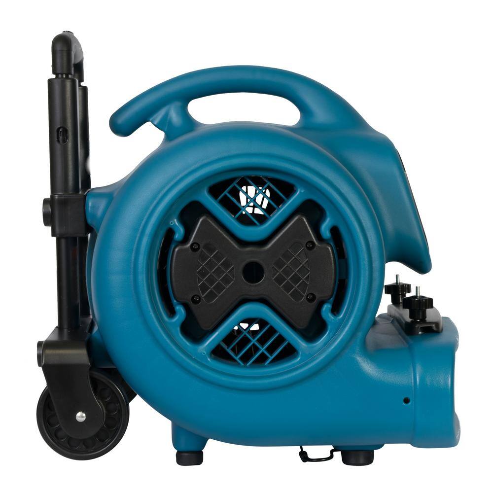 XPOWER P-630HC 1/2 HP Air Mover Blower Fan with Telescopic Handle and Wheels and Carpet Clamp