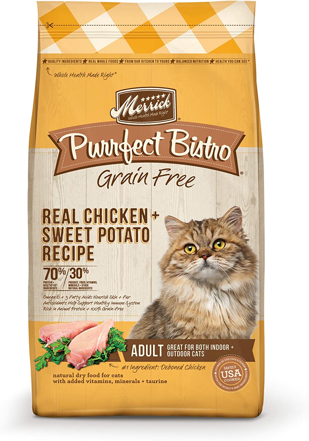 Merrick Purrfect Bistro Grain Free & Healthy Grains Dry Cat Food - Real Chicken & Sweet Potato - 12LB