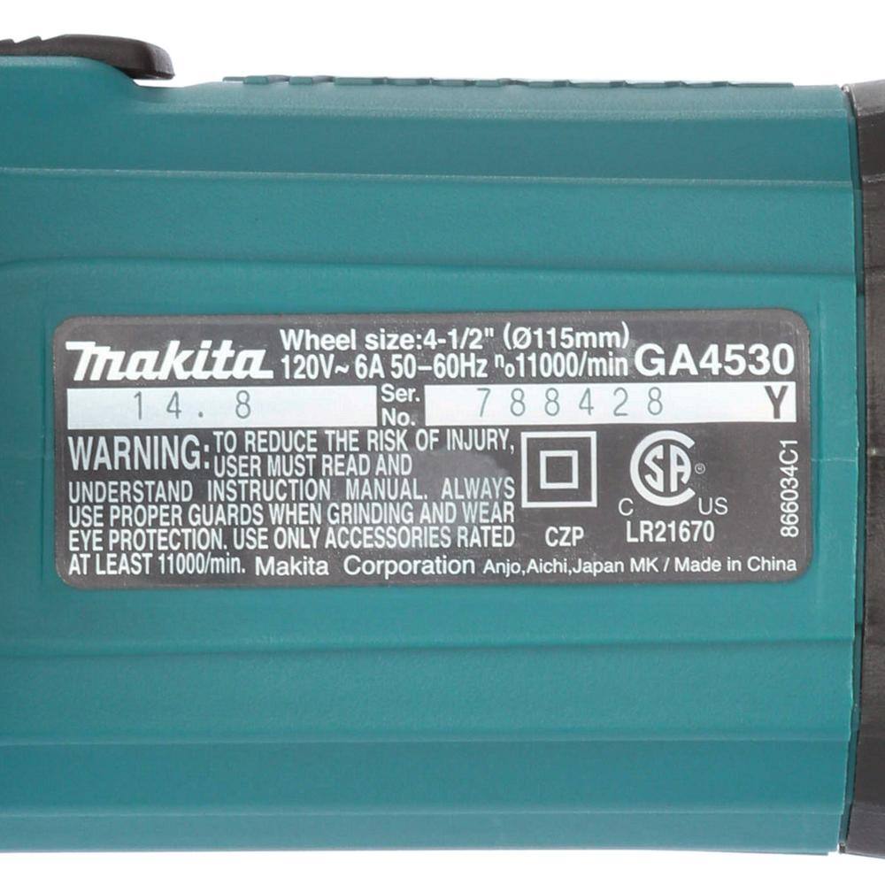 Makita HR2641X1 8 Amp 1 in. Corded SDS-Plus Concrete/Masonry AVT Rotary Hammer Drill with 4-1/2 in. Corded Angle Grinder with Hard Case