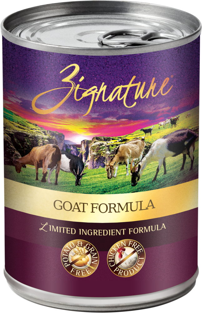 Zignature Goat Limited Ingredient Formula Grain-Free Canned Dog Food. 13-oz. case of 12