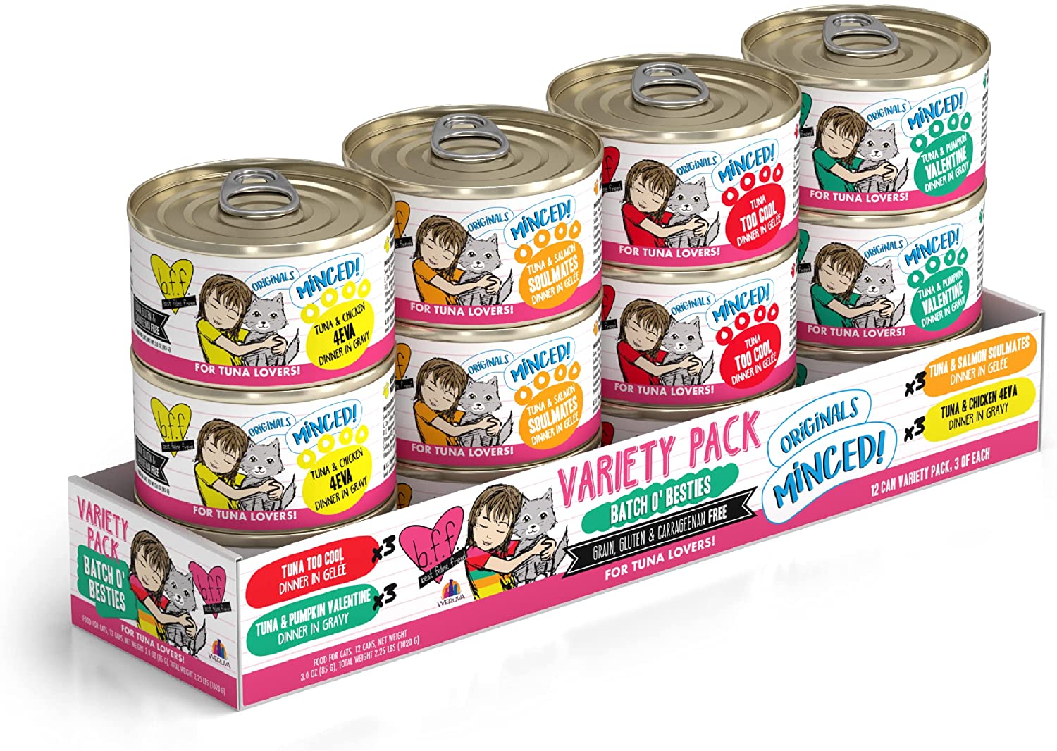 Weruva Wet Cat Food Best Feline Friend (B.F.F.). Batch ‘O Besties Variety Pack. 3oz Can (Pack of 12)