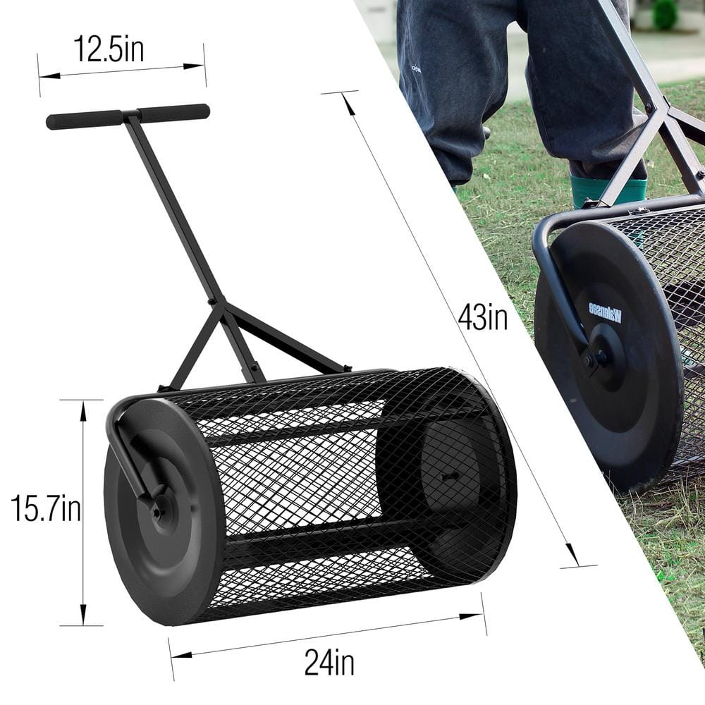 WaLensee SP-001-JNN 24 in. Metal Handle Peat Moss Compost Spreader