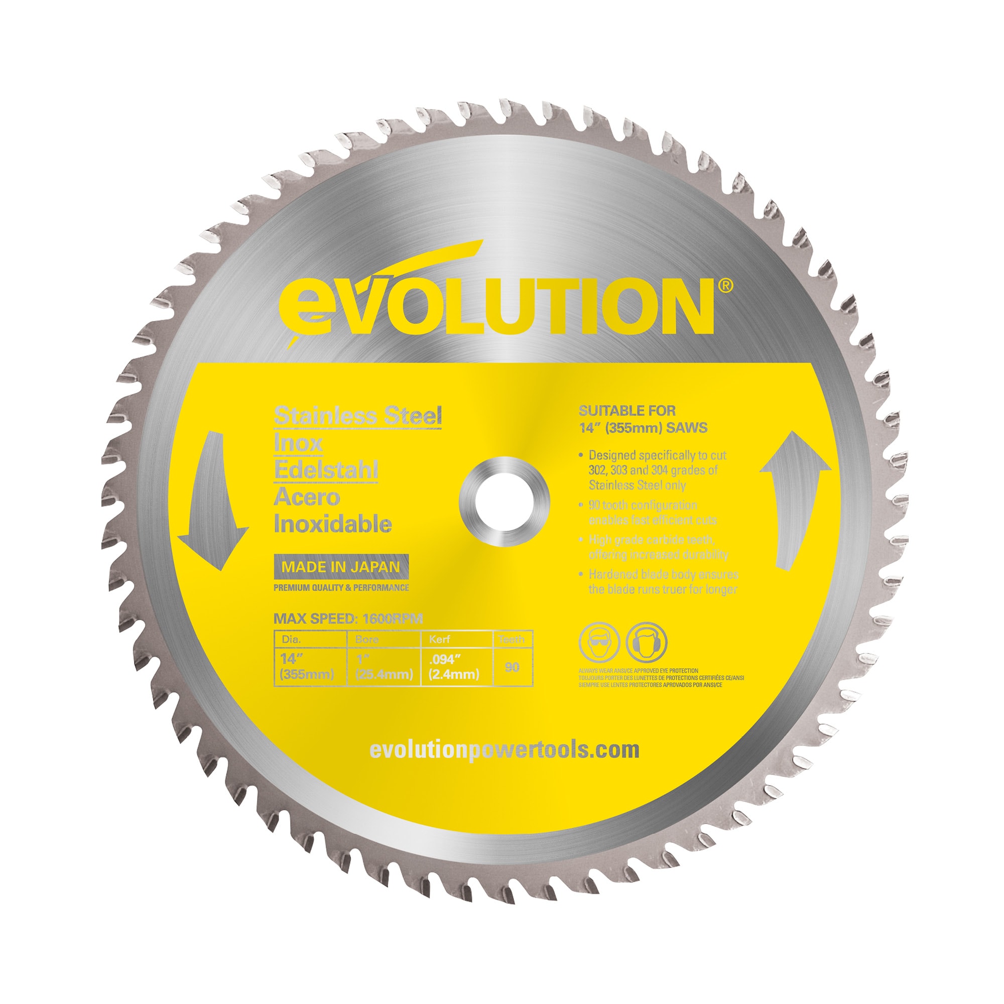 Evolution 14-in 90-Tooth Tungsten Carbide-tipped Steel Chop Saw Blade