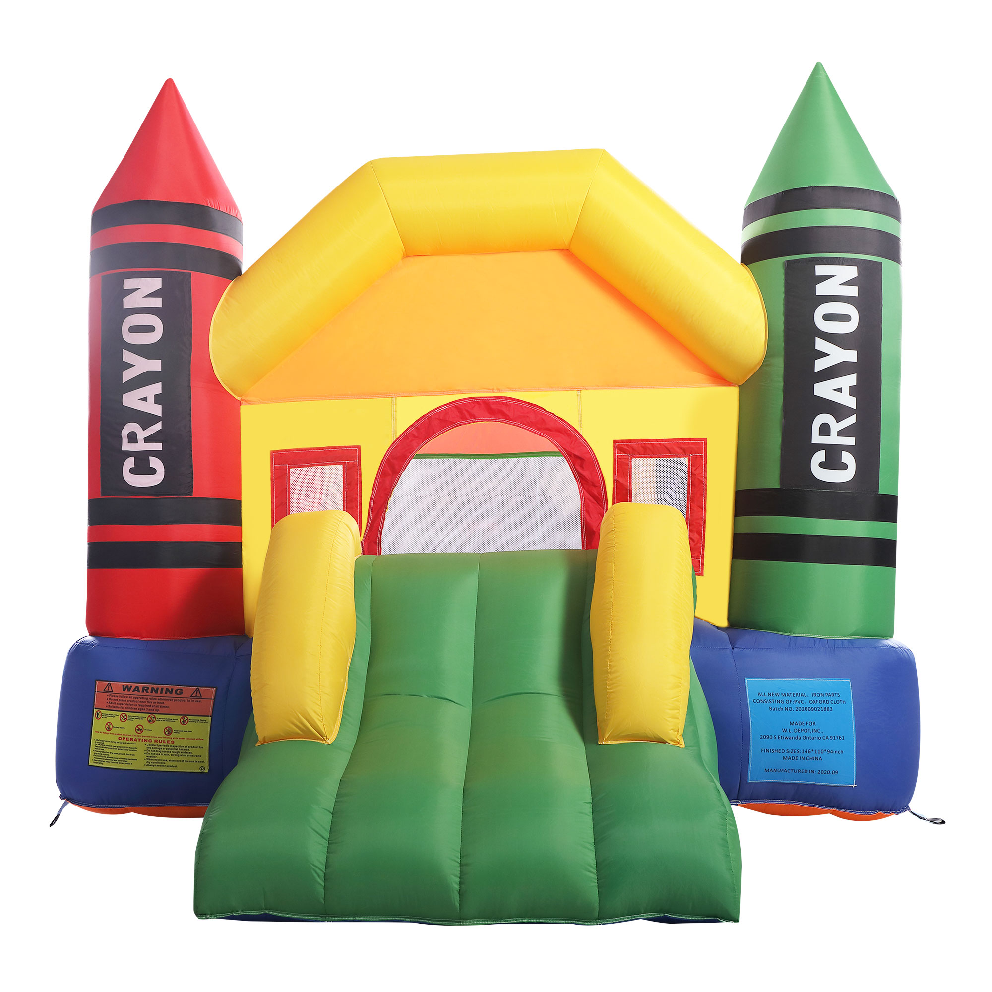 Jaxpety Magic Castle Inflatable Crayon Bounce House 9-in x PVC Bounce House