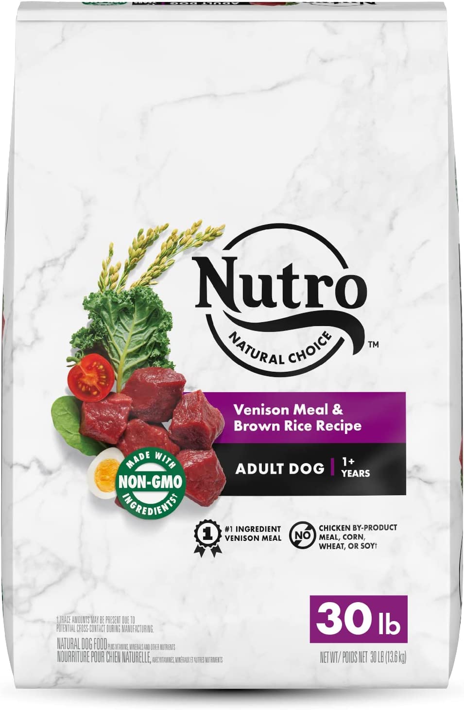 NUTRO NATURAL CHOICE Adult Dry Dog Food Venison Meal & Brown Rice Recipe 30 Pound (Pack of 1)