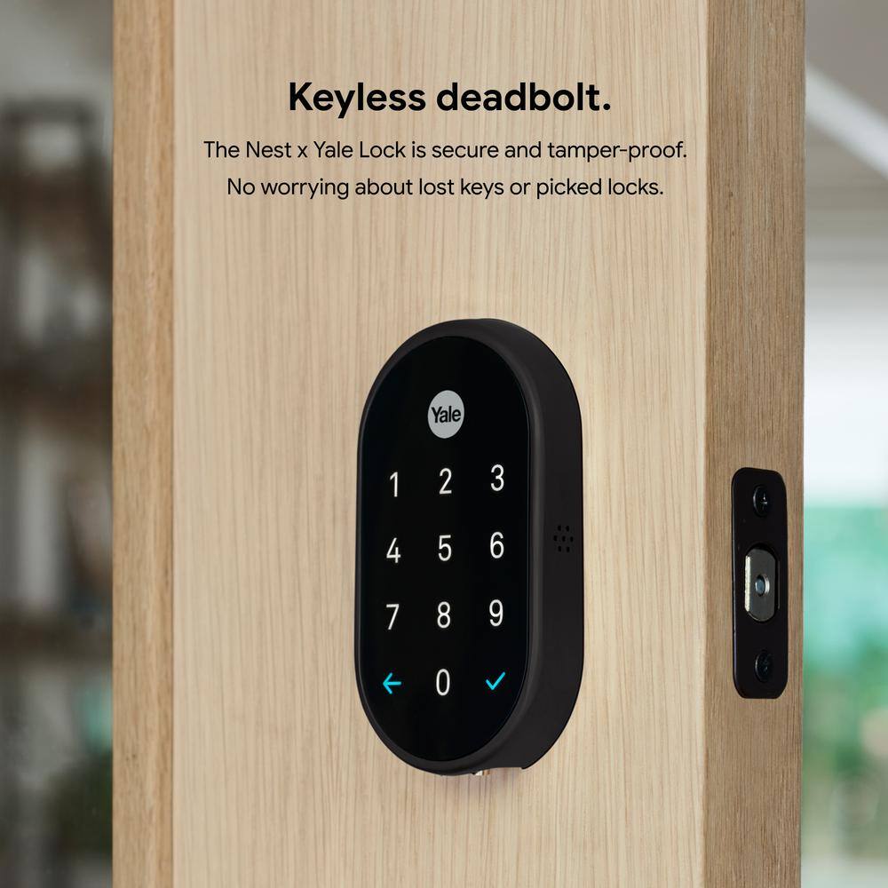Google RB-YRD540-WV-BSP Nest x Yale Lock - Tamper-Proof Smart Deadbolt Lock with Nest Connect - Black Suede