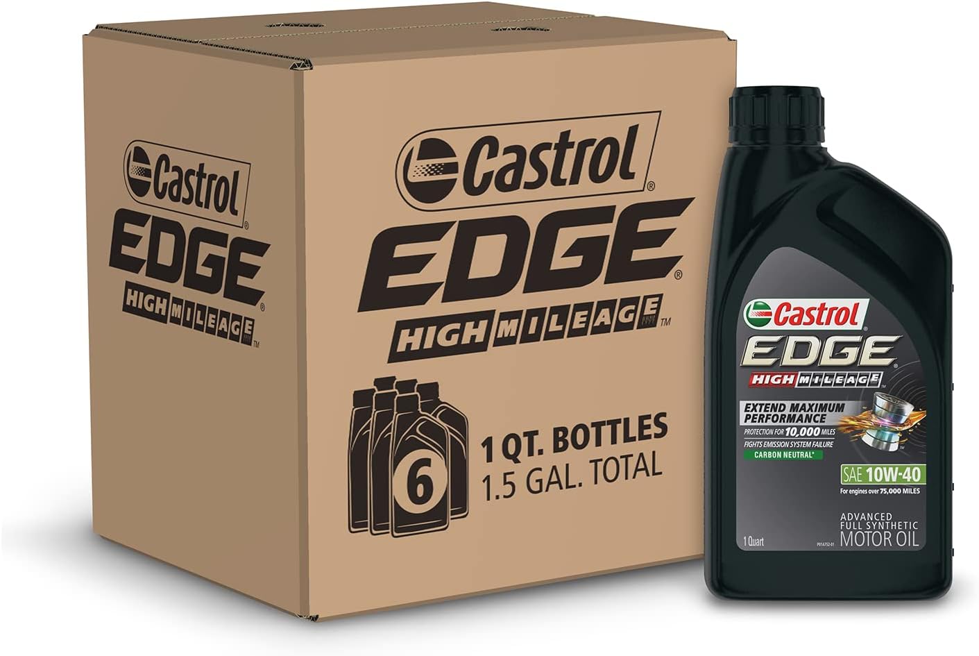 Castrol Edge 10W-30 Advanced Full Synthetic Motor Oil. 1 Quart. Pack of 6