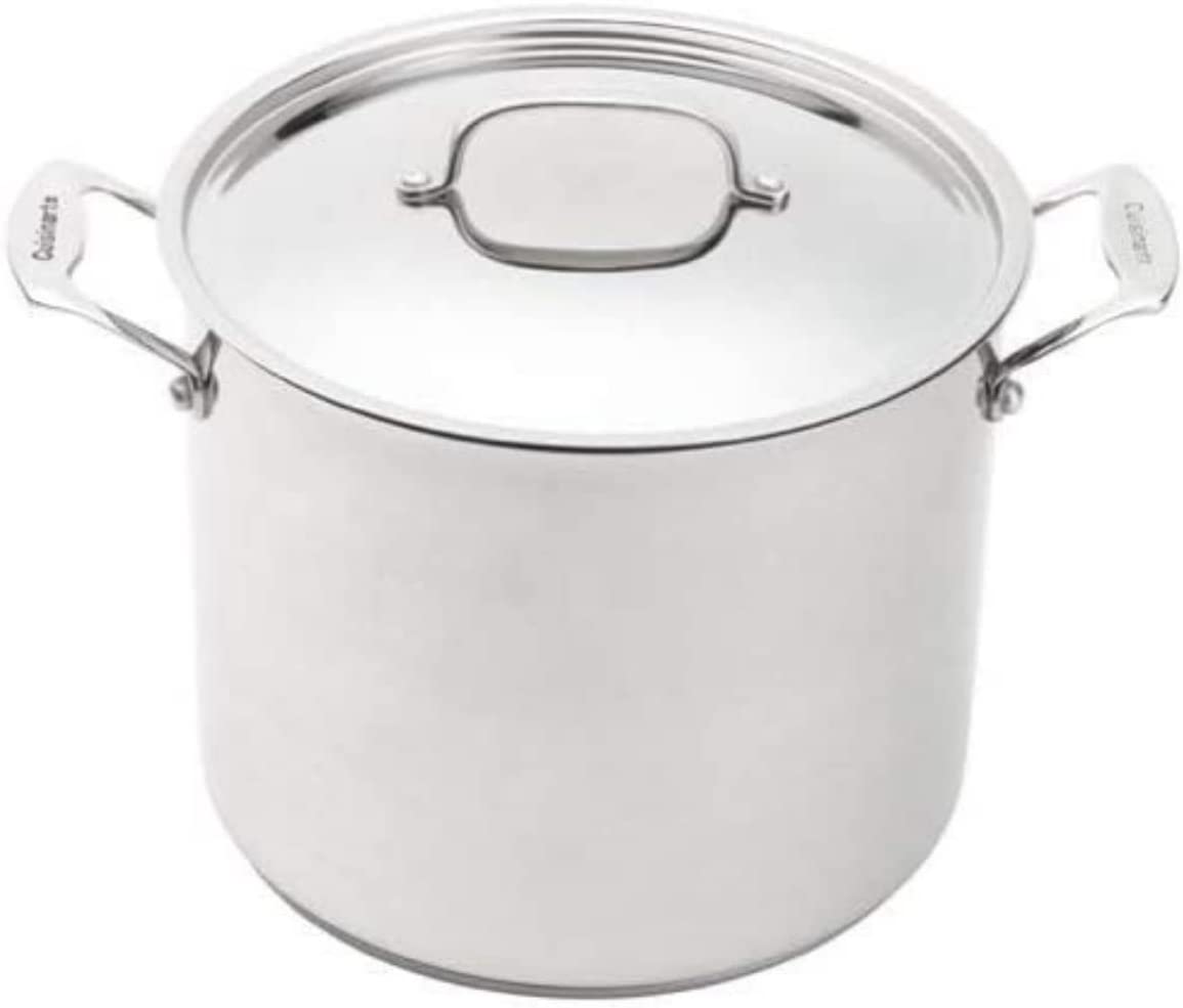 Cuisinart Chef-s Classic 12-Quart Cover stockpot. Included-14.3″(L Handles) x 10.2″ Includes lid Pot Only Height & Width: 8.6″ (H) x 10.5″ (W). Silver