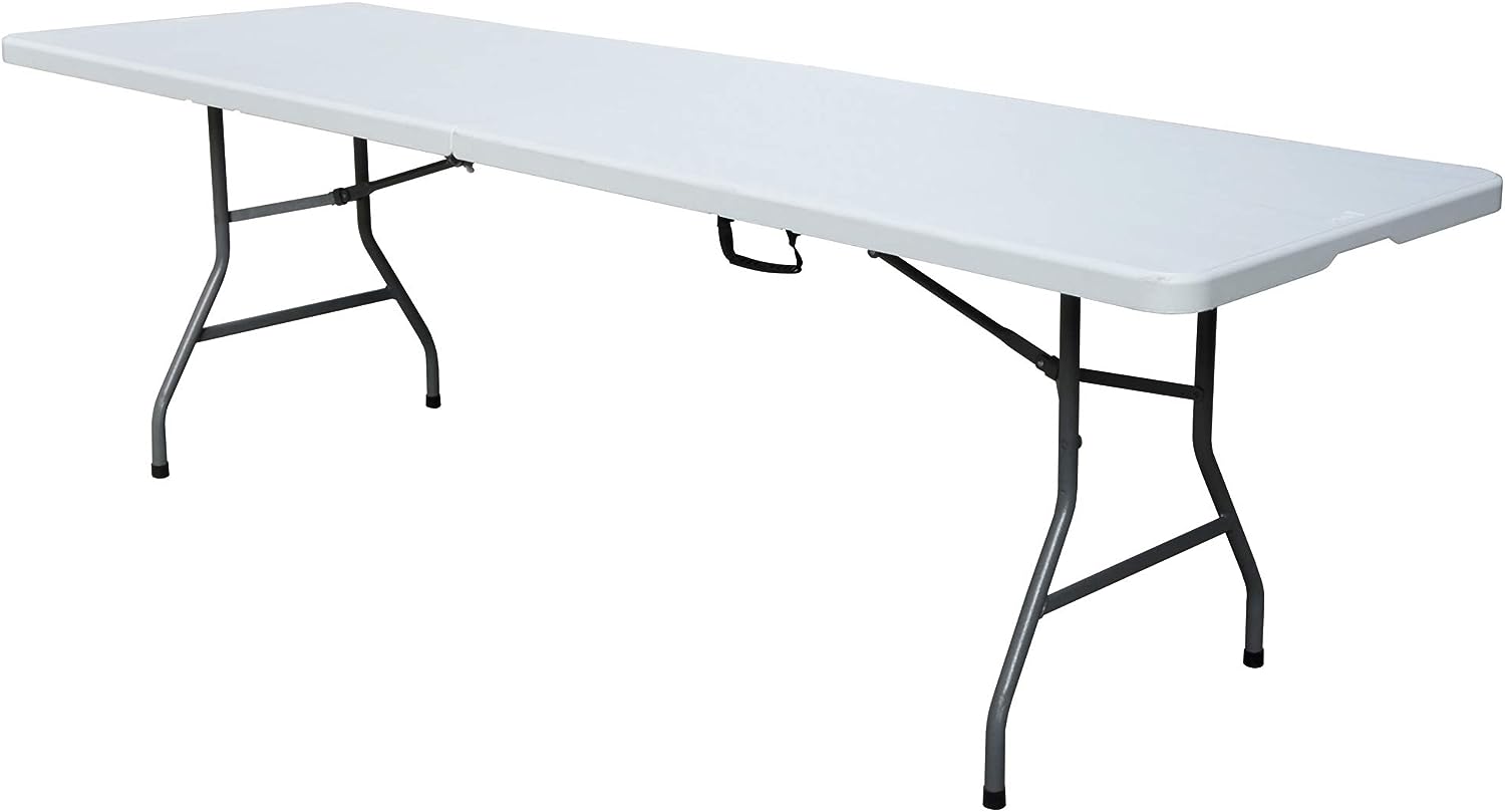 Plastic Development Group 816 Outdoor/Indoor 8 Foot Plastic Fold in Half Folding Banquet. Dining. Card Table. White
