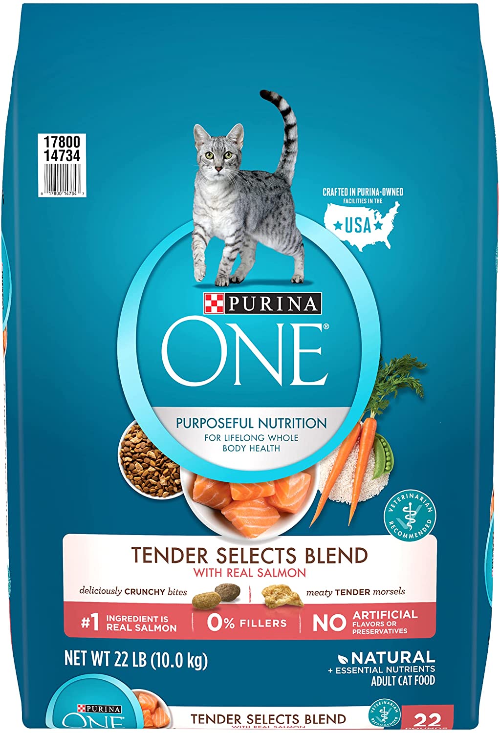 Purina ONE Tender Selects Blend Adult Dry Cat Food. Salmon