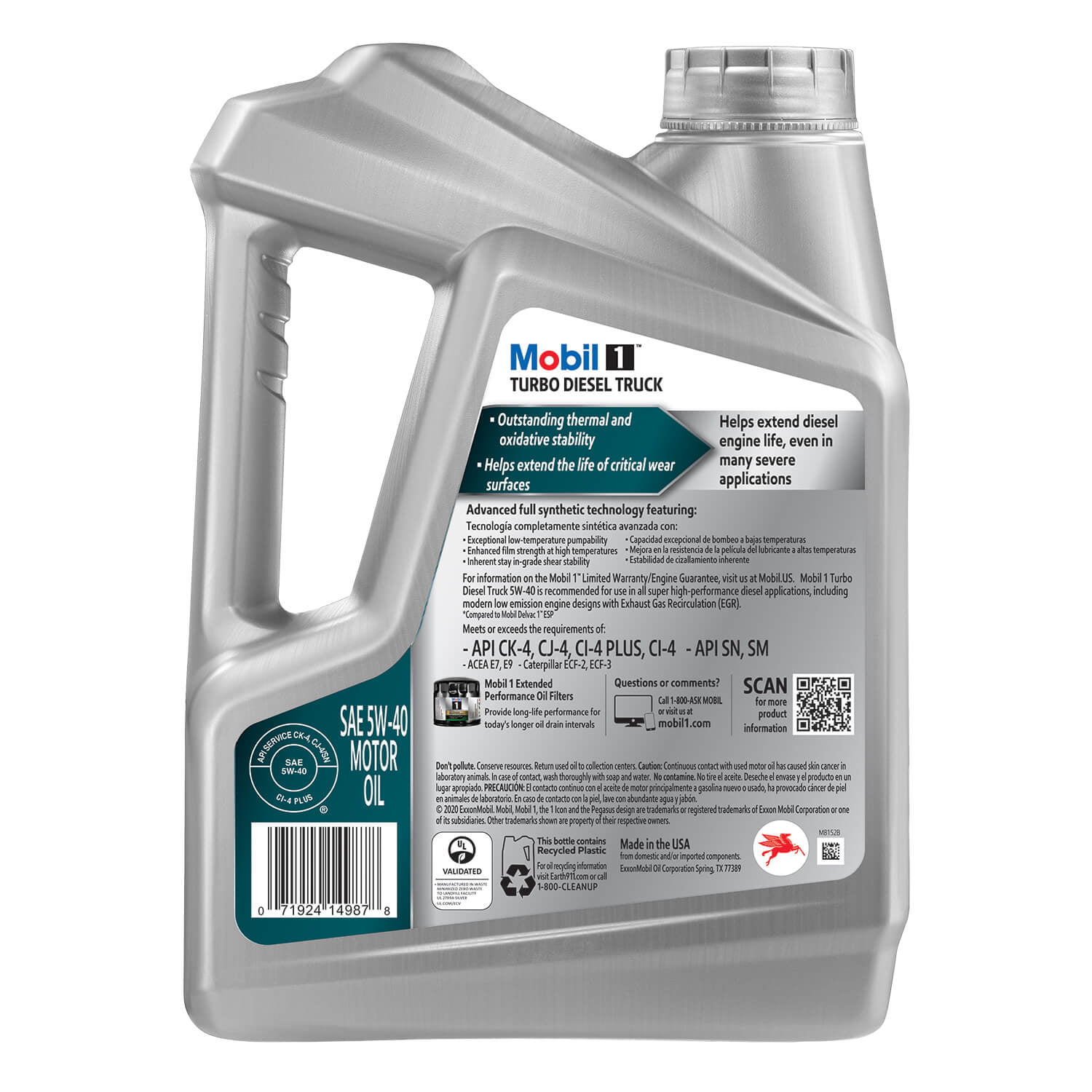 Mobil 1 Turbo Diesel Truck Full Synthetic Motor Oil 5W-40. 1 Gal