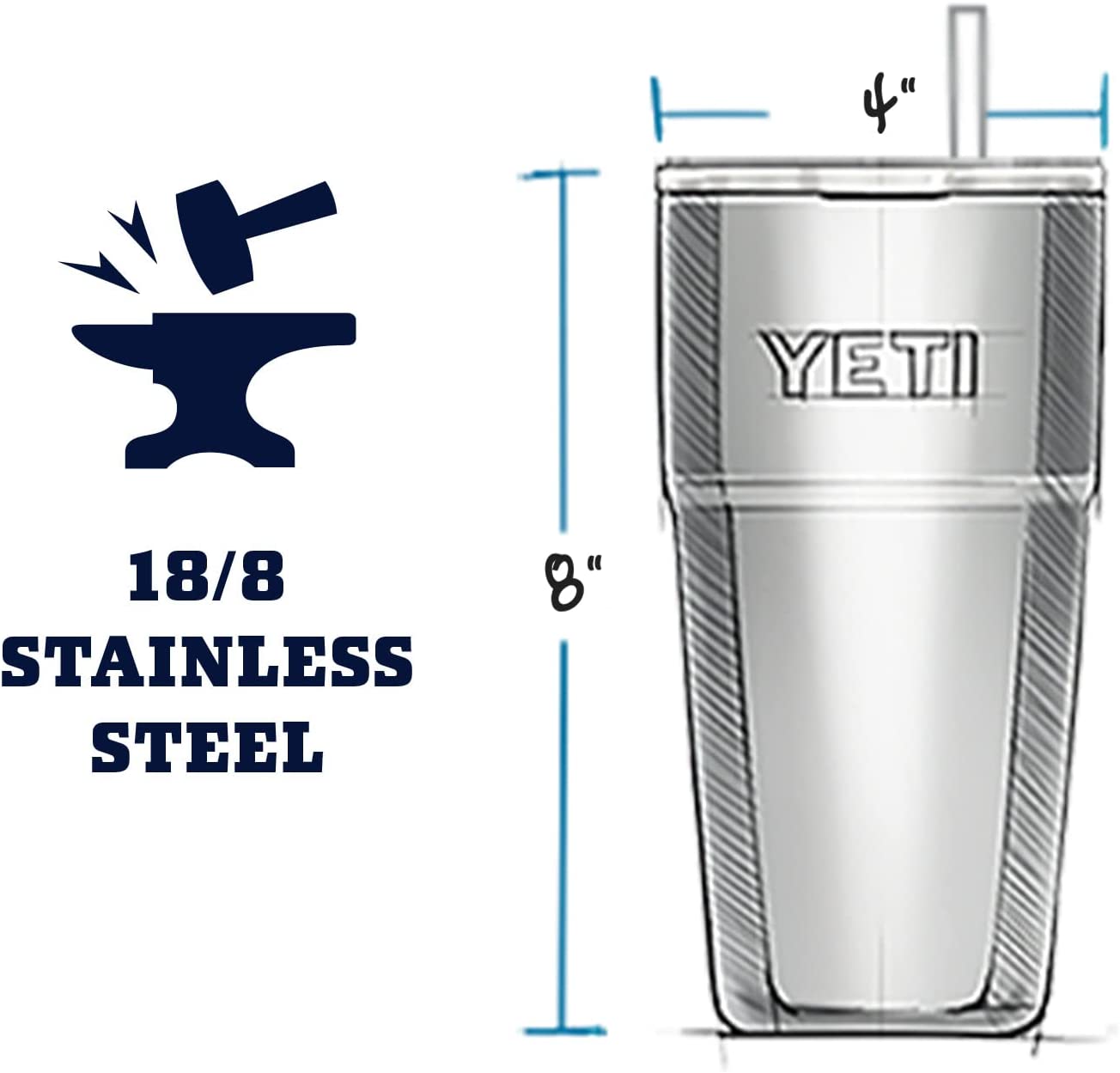 YETI Rambler 26 oz Straw Cup. Vacuum Insulated. Stainless Steel with Straw Lid. Seafoam