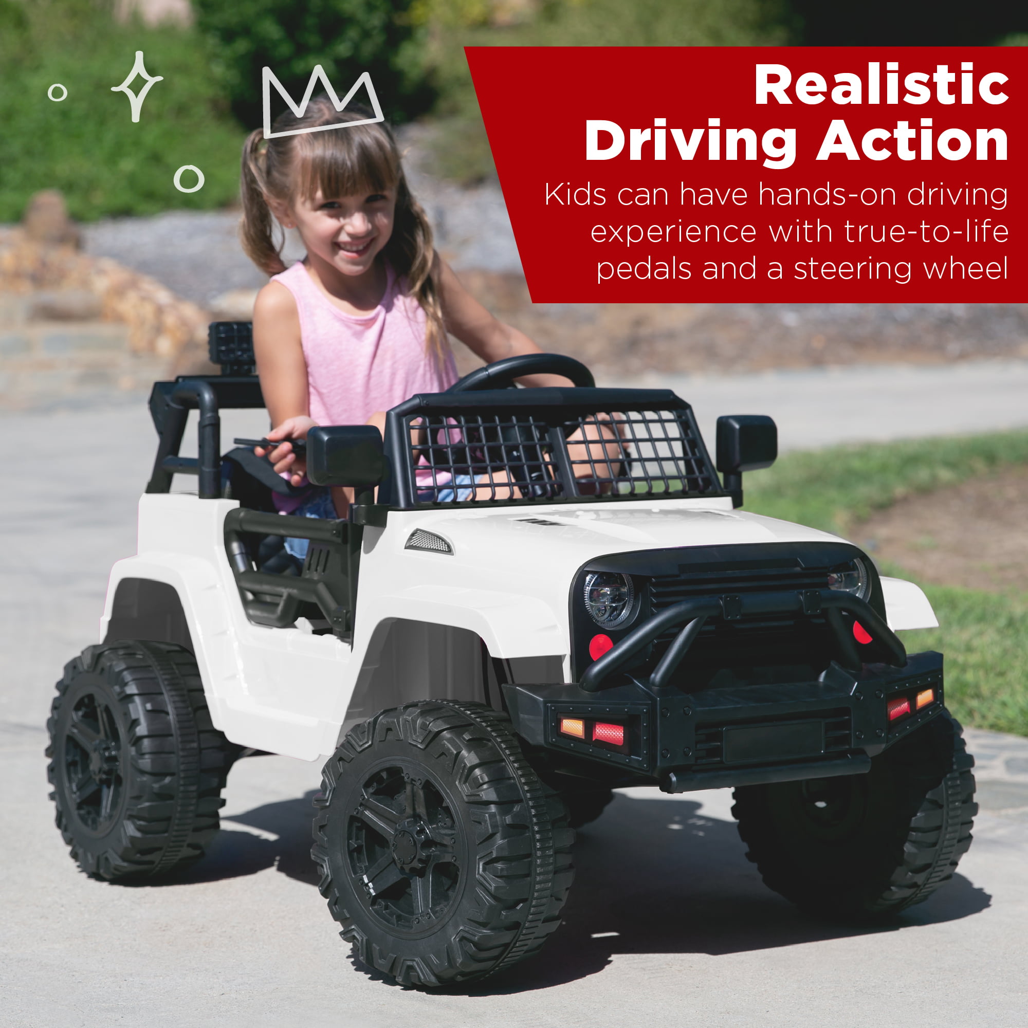 Best Choice Products 12V Kids Ride On Truck Car w/ Parent Remote Control. Spring Suspension. LED Lights - White