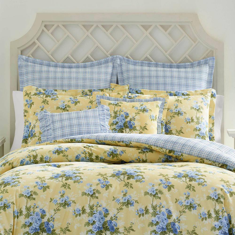 Laura Ashley  Cassidy 7-Piece Yellow Floral Cotton King Comforter Set