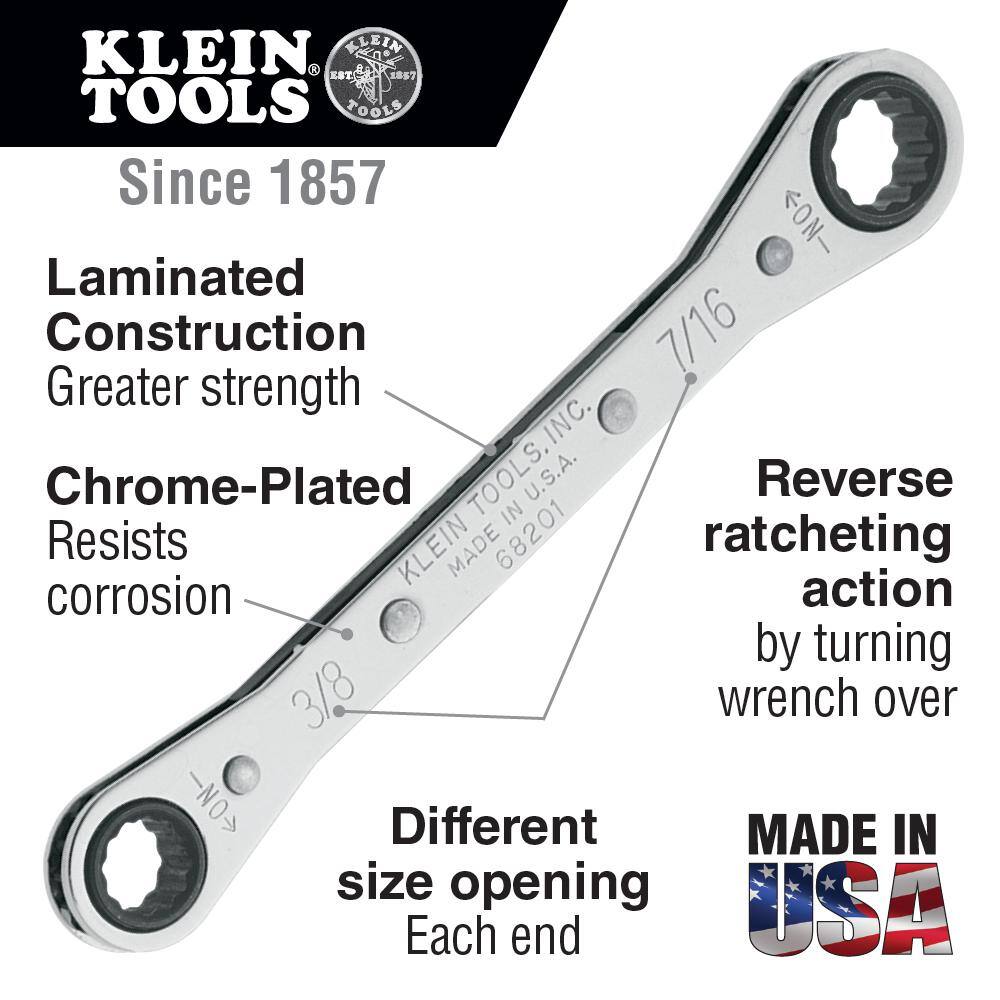 Klein Tools 68221 5-Piece Ratcheting Box Wrench Set
