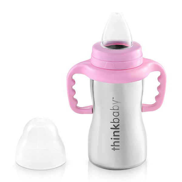 Thinkbaby Stainless Steel Sippy Cup. Pink (9 ounce)