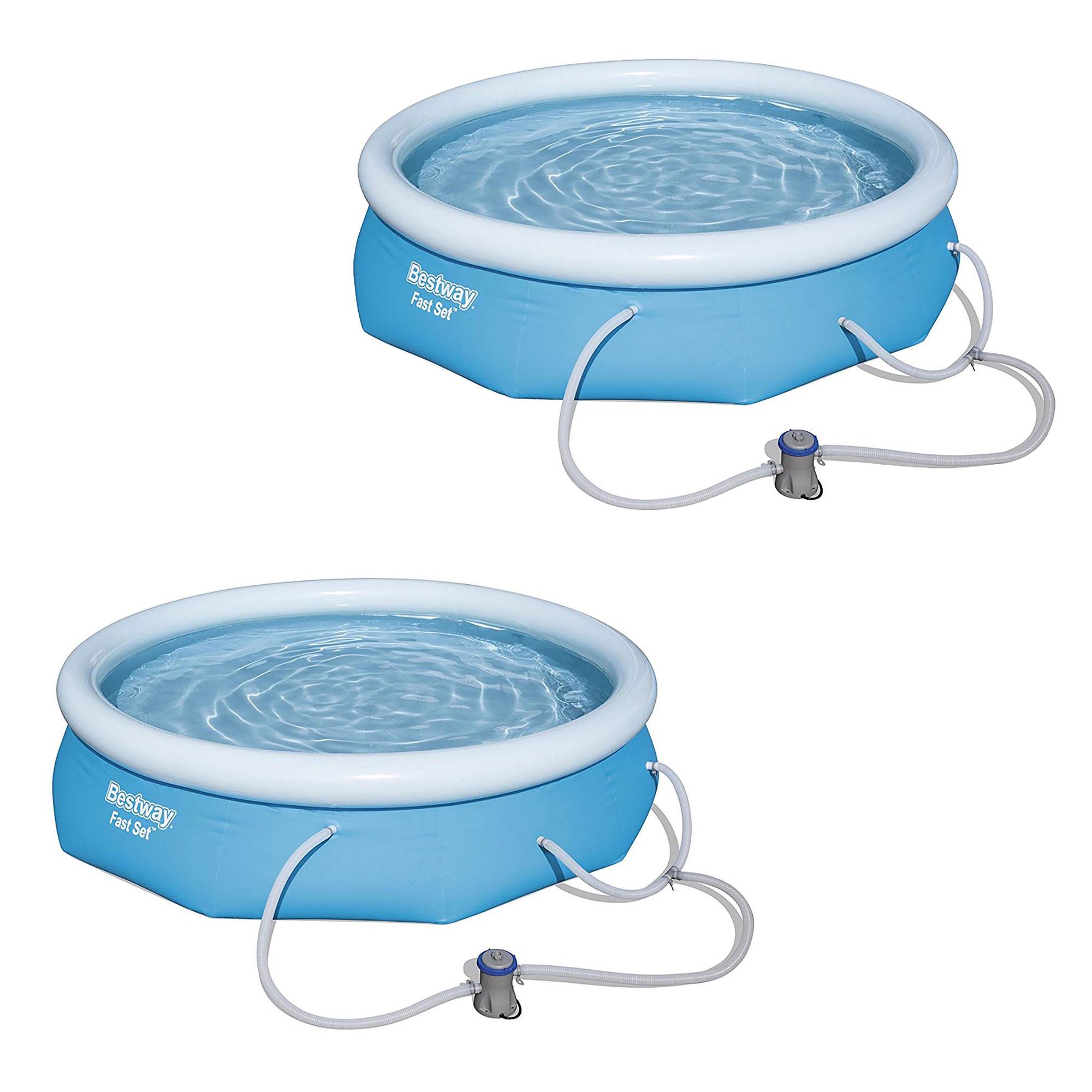 Bestway 10ft x 30in Fast Inflatable Above Ground Swimming Pool & Pump (2 Pack)