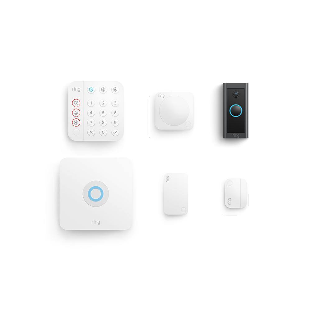 Ring B08KGX6XDQ Wireless Alarm Home Security Kit (5-Piece) (2nd Gen) with Wired Video Doorbell