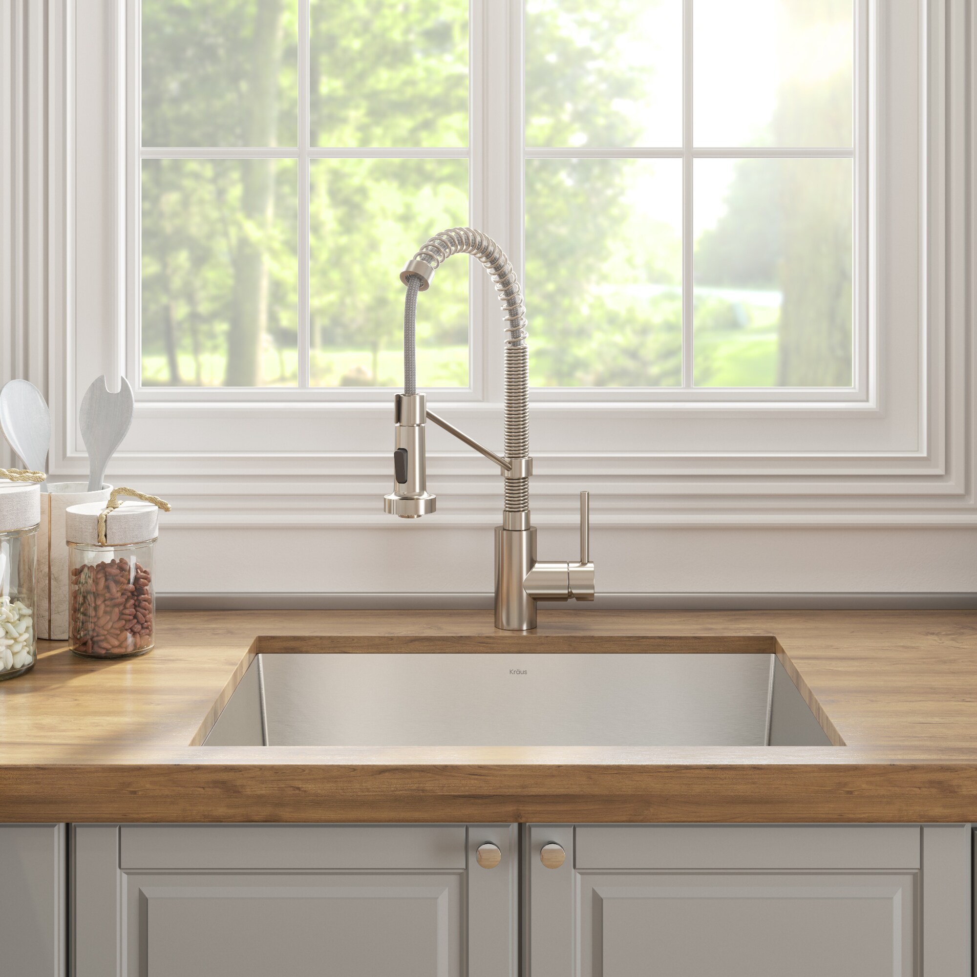 Kraus 18.5-in x 24-in 1-Basin Stainless Steel Undermount Laundry Sink with Drain with Faucet