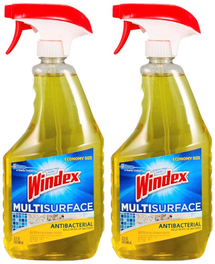 Windex Economy Size Antibacterial Multi-Surface Cleaner. 32 oz-2 pack
