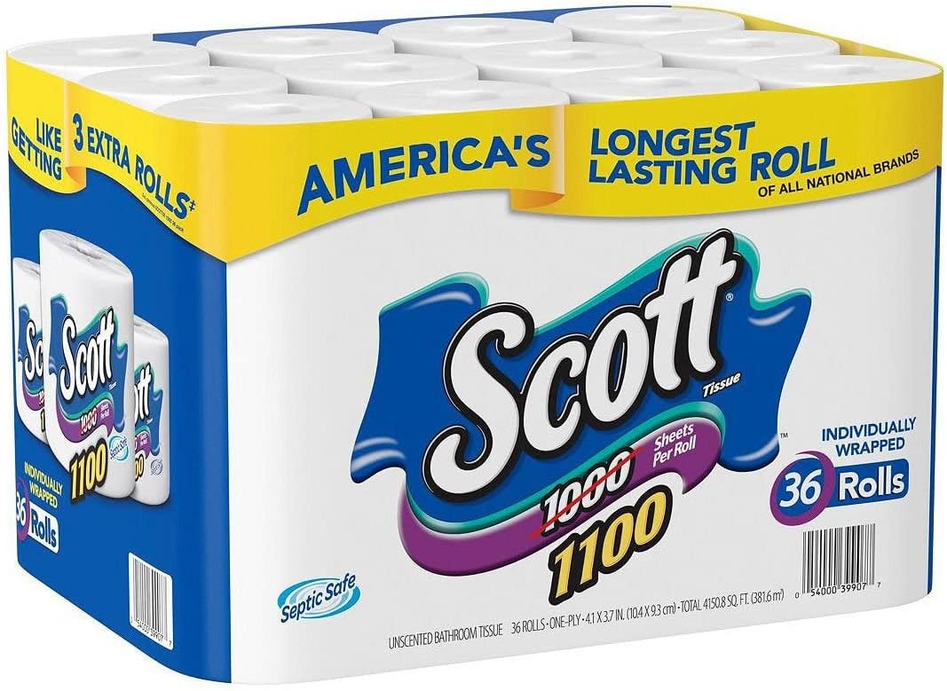 Scott Bath Tissue. 1. 100 Sheetsper Roll. 36 Count