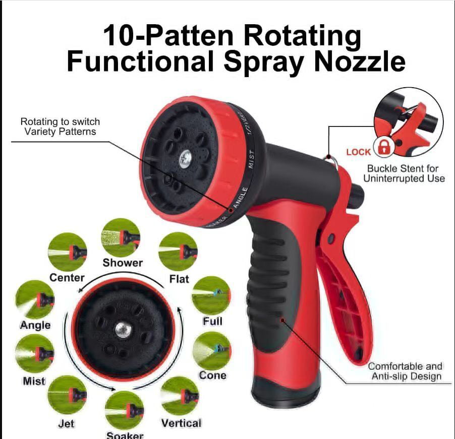 GT LIFE 75FT Garden Hose Lightweight Expandable Heavy Duty Flexible Water Hose-Red