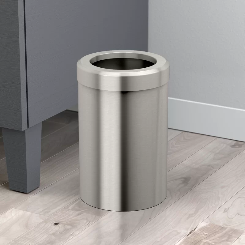 Gatco 1911 Modern Round Waste Basket. Satin Nickel