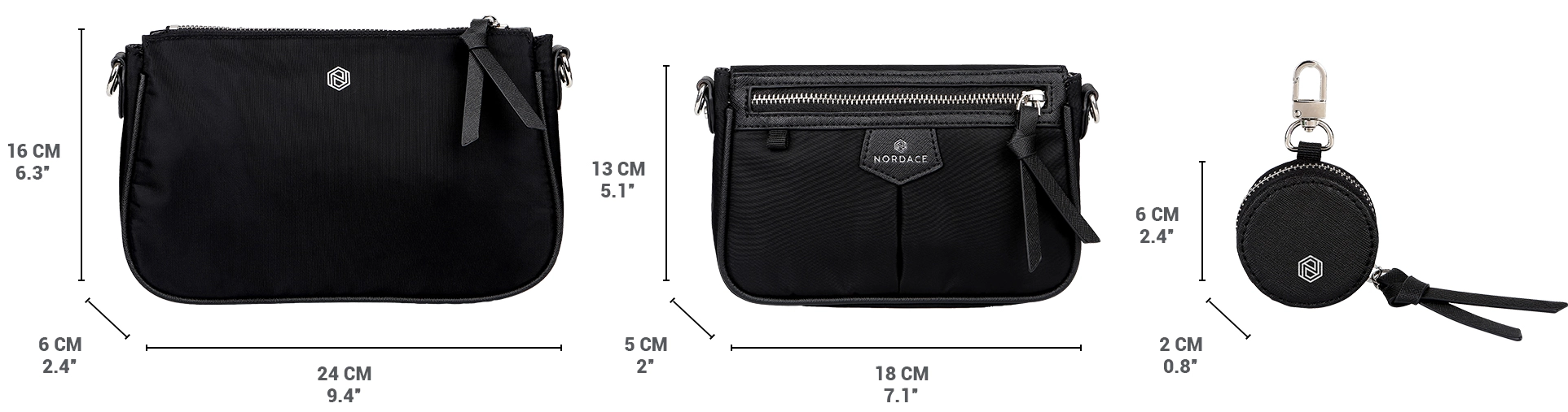 Nordace Gisborne Crossbody Bag. Black