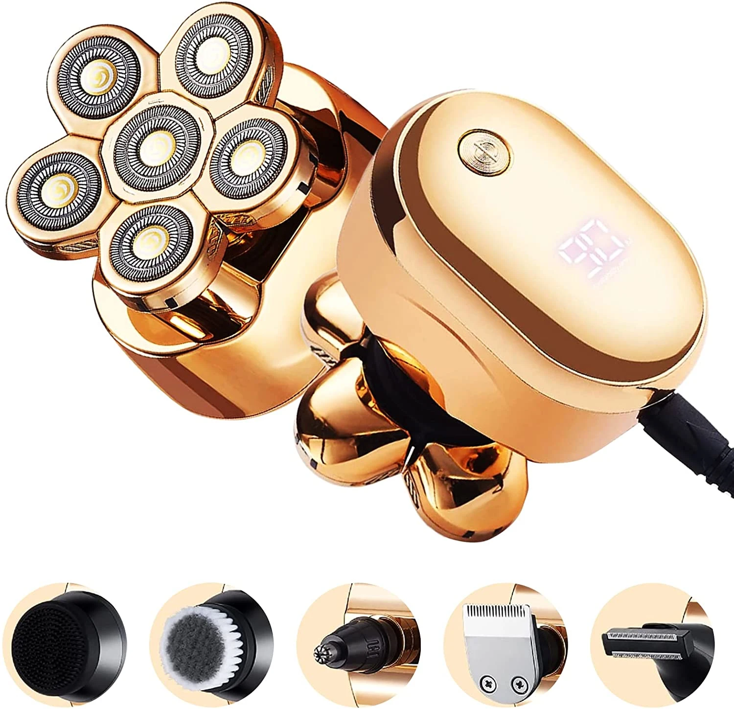 5 Core Nice Head Shavers for Men. Wet and Dry Electric Razor for Men. Rechargeable Electric Shavers Trimmer. Head Shaver Clippers Cordless Rotary Shaver Grooming Waterproof SHV 6 G